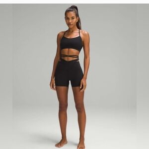 Black Strappy Sports Bra and Shorts Set